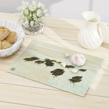 Load image into Gallery viewer, Partridges in Snow Avian Splendor Glass Cutting Board
