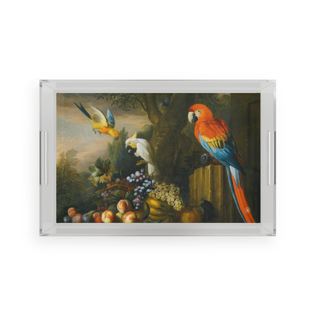 Parrots and Fruit Avian Splendor Acrylic Tray