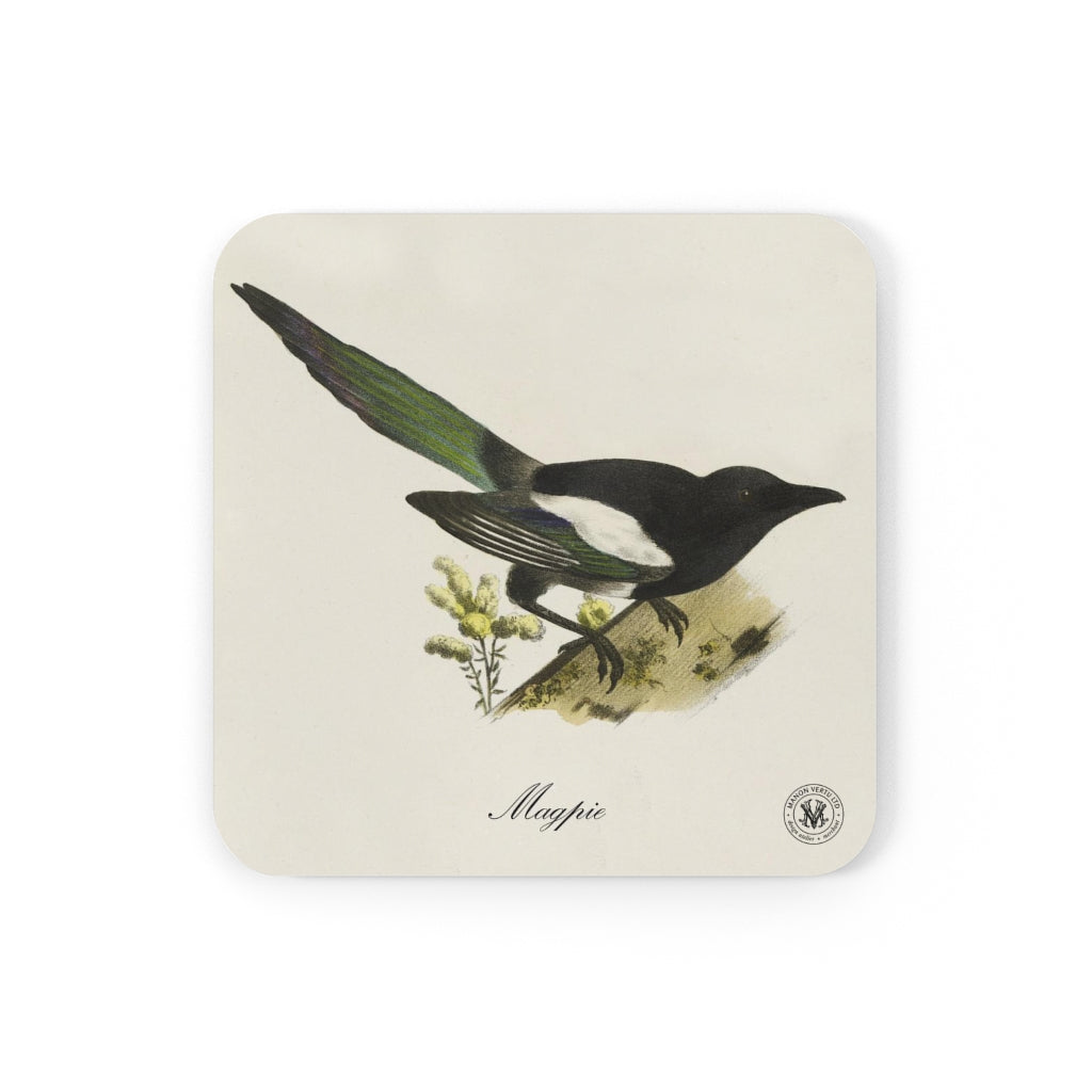 Magpie Avian Splendor Cork Back Coaster