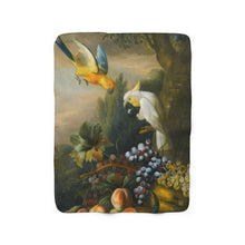 Load image into Gallery viewer, Parrots and Fruit Avian Splendor Sherpa Throw Blanket
