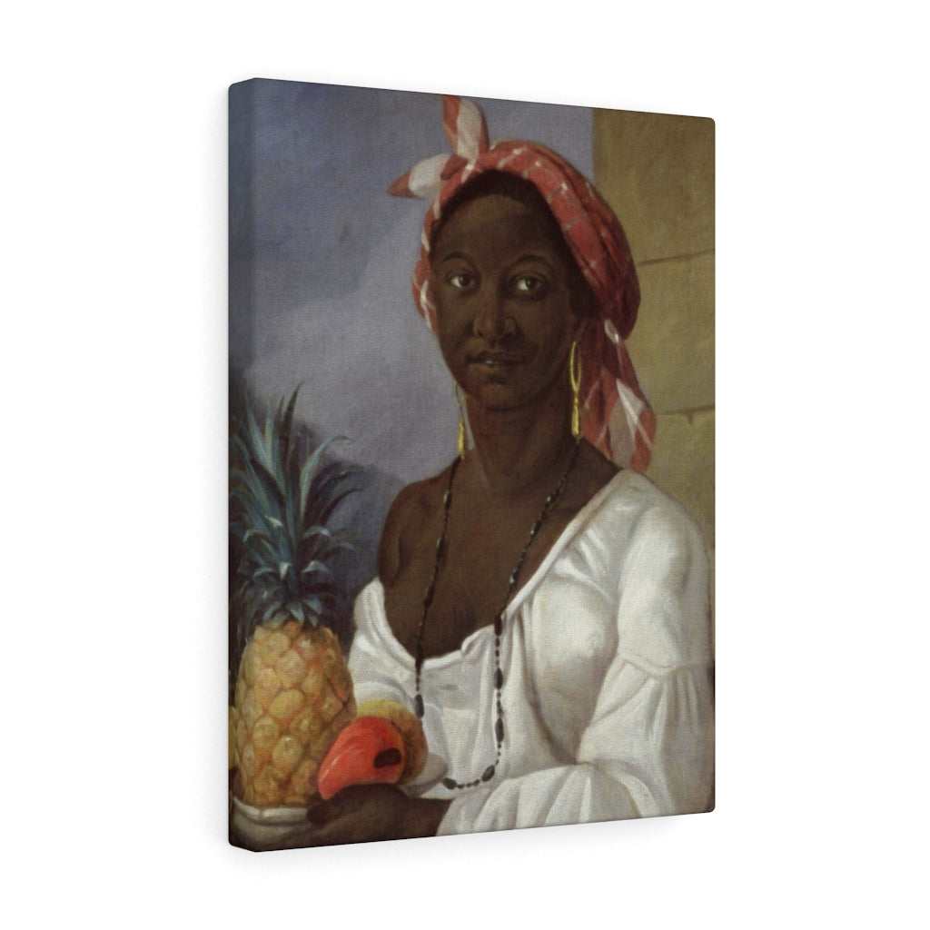 Haitian Woman With Fruit Baroque Noir Canvas Print