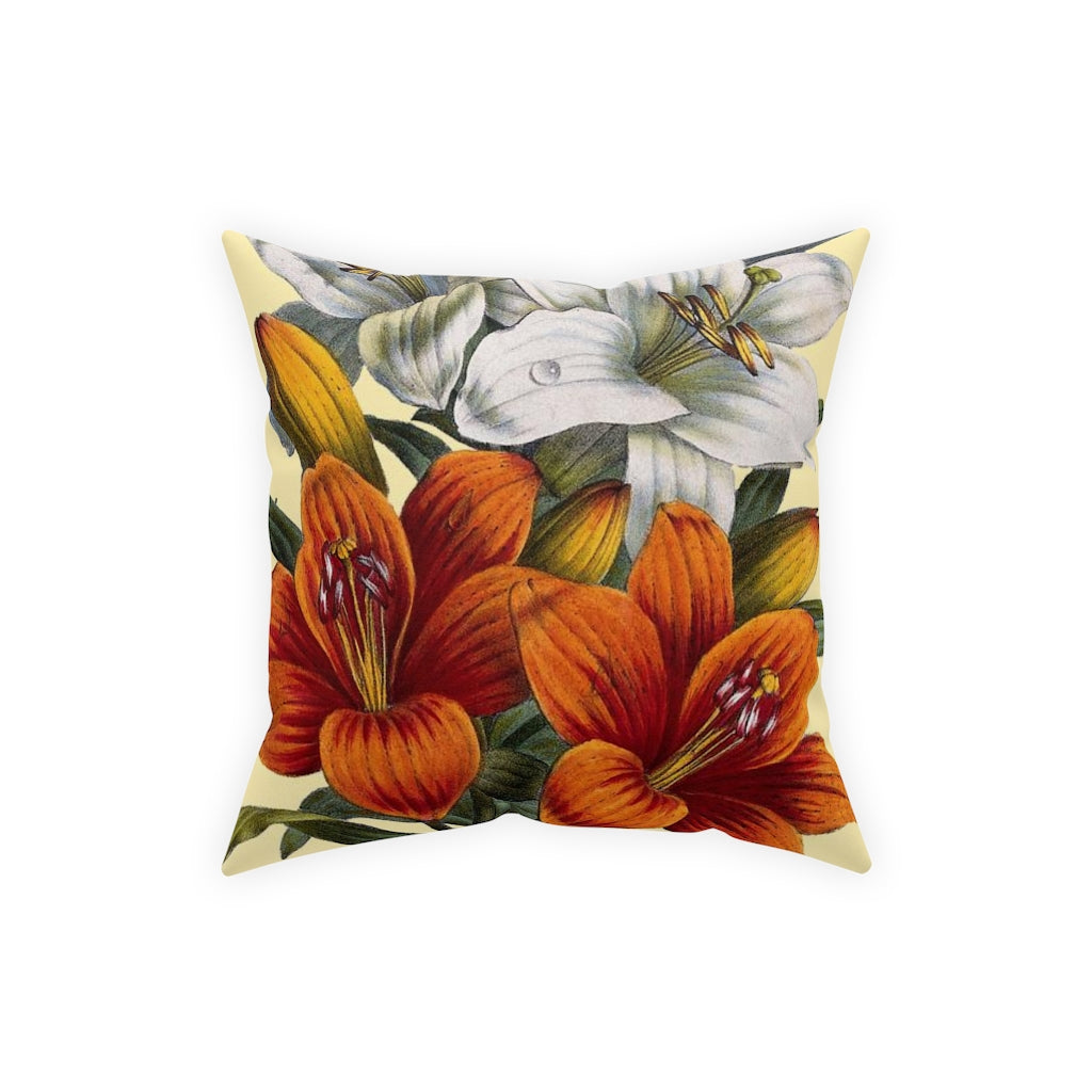 Orange & White Lilies Verdant Broadcloth Throw Pillow