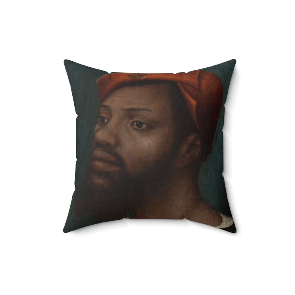 African Renaissance Man Baroque Noir Faux Suede Throw Pillow