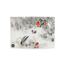 Load image into Gallery viewer, Bullfinches in Winter Avian Splendor Blank Greeting Card
