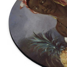 Load image into Gallery viewer, Haitian Woman With Fruit Baroque Noir Round Mouse Pad
