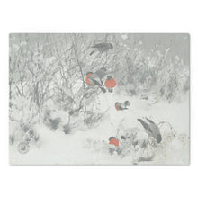 Load image into Gallery viewer, Bullfinches in Winter Avian Splendor Glass Cutting Board
