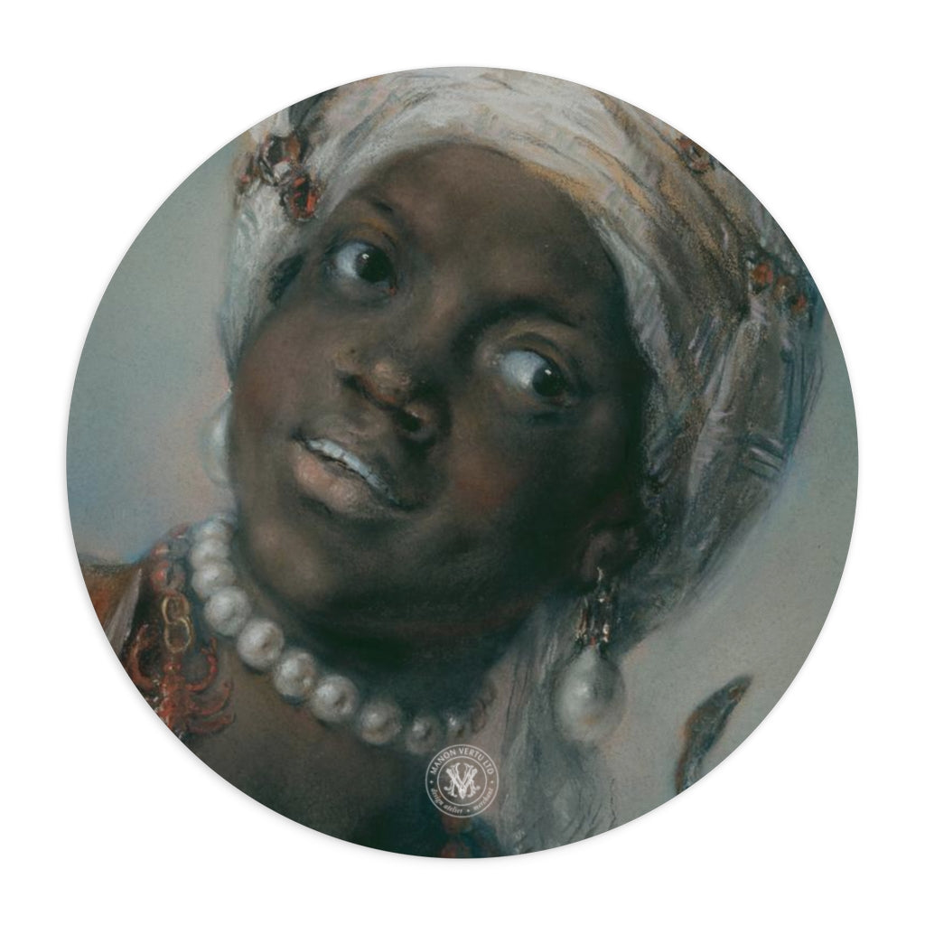 Africa Allegory Baroque Noir Round Mouse Pad