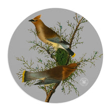 Load image into Gallery viewer, Cedar Waxwings Avian Splendor Round Mouse Pad
