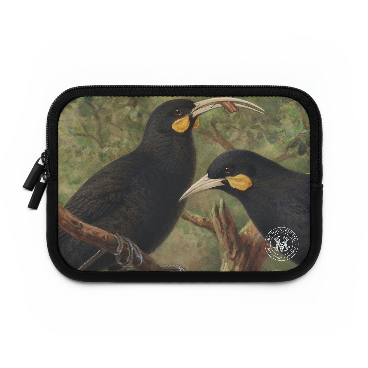 Black Huia Avian Splendor Laptop & Tablet Sleeve