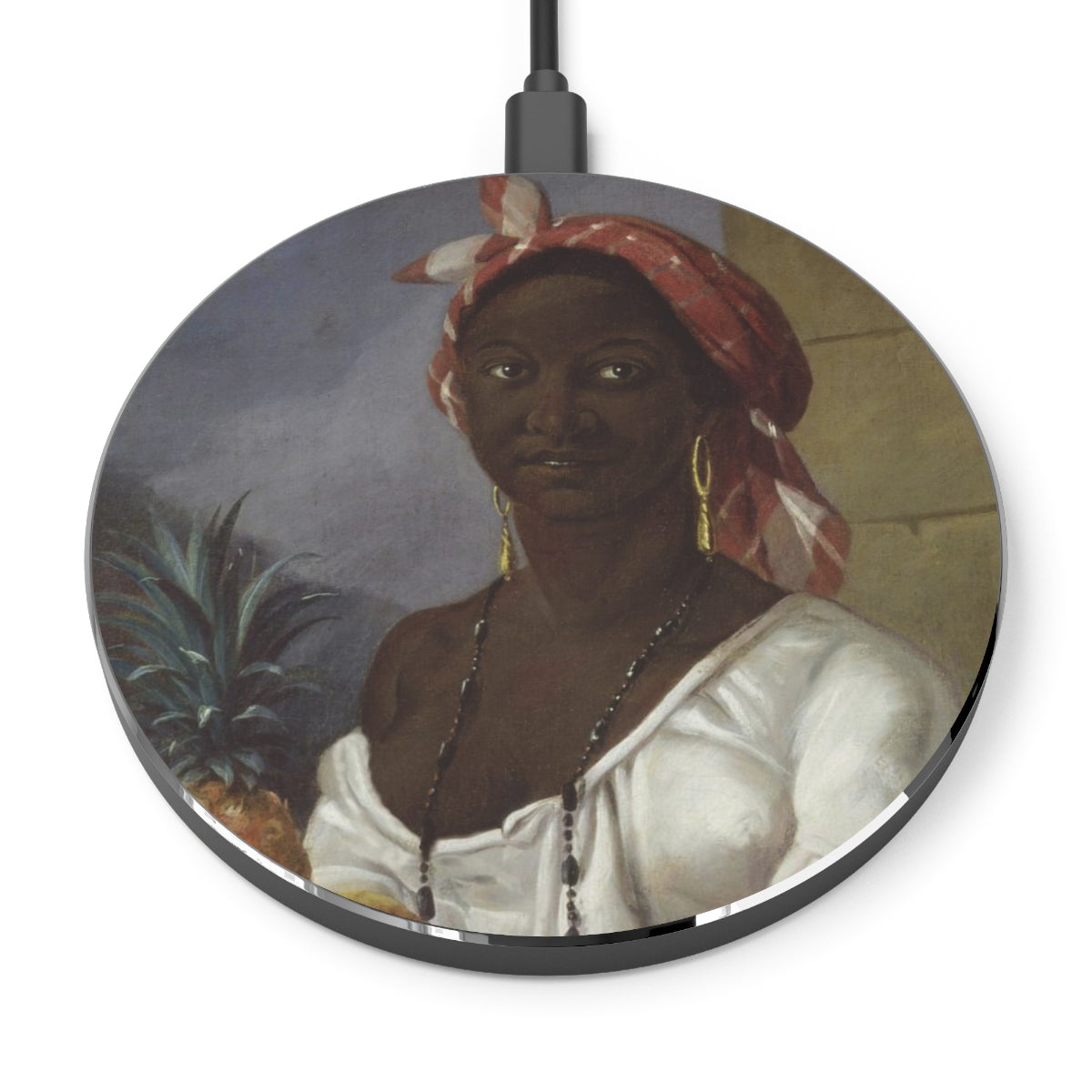 Haitian Woman With Fruit Baroque Noir Wireless Charging Pad