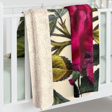 Load image into Gallery viewer, Flowering Rose Verdant Sherpa Throw Blanket
