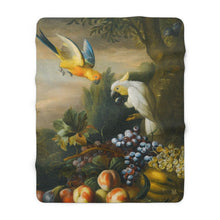 Load image into Gallery viewer, Parrots and Fruit Avian Splendor Sherpa Throw Blanket
