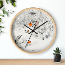 Load image into Gallery viewer, Bullfinches in Winter Avian Splendor Wall clock
