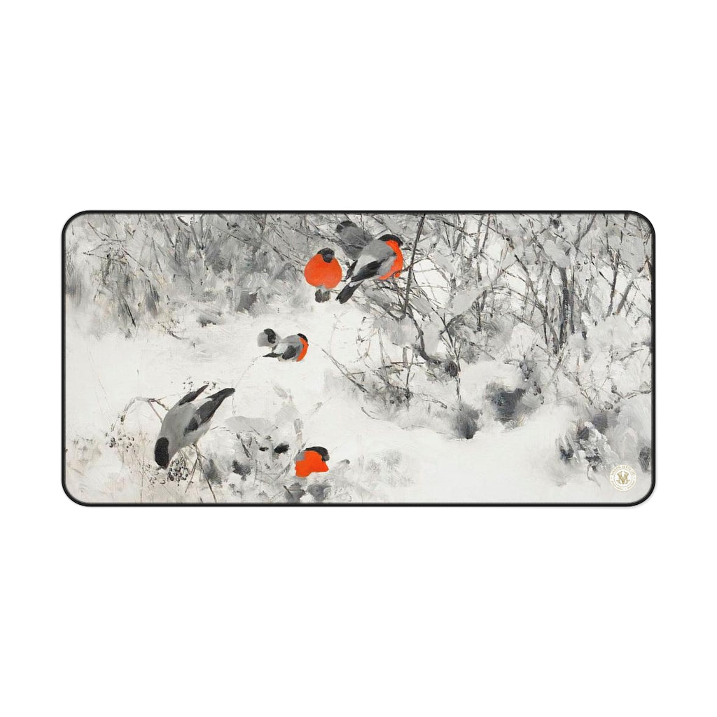 Bullfinches in Winter Avian Splendor Desk Mat
