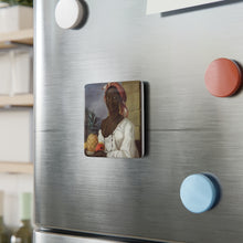Load image into Gallery viewer, Haitian Woman With Fruit Baroque Noir Porcelain Square Magnet

